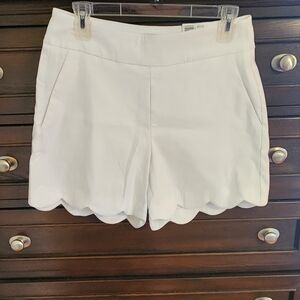 Crown & Ivy High Waist White Scalloped Shorts